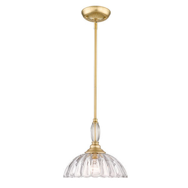 Audra Brushed Champagne Bronze One-Light Pendant with Clear Glass Shade, image 1